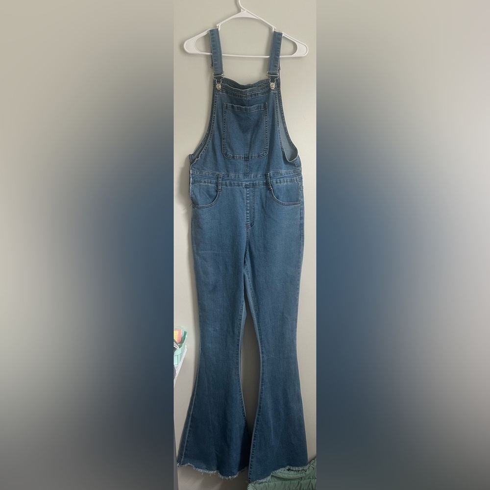 Pink Lily Classic Blue Flare Overalls